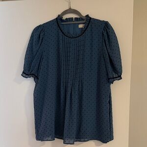 LOFT Navy Dotted Blouse